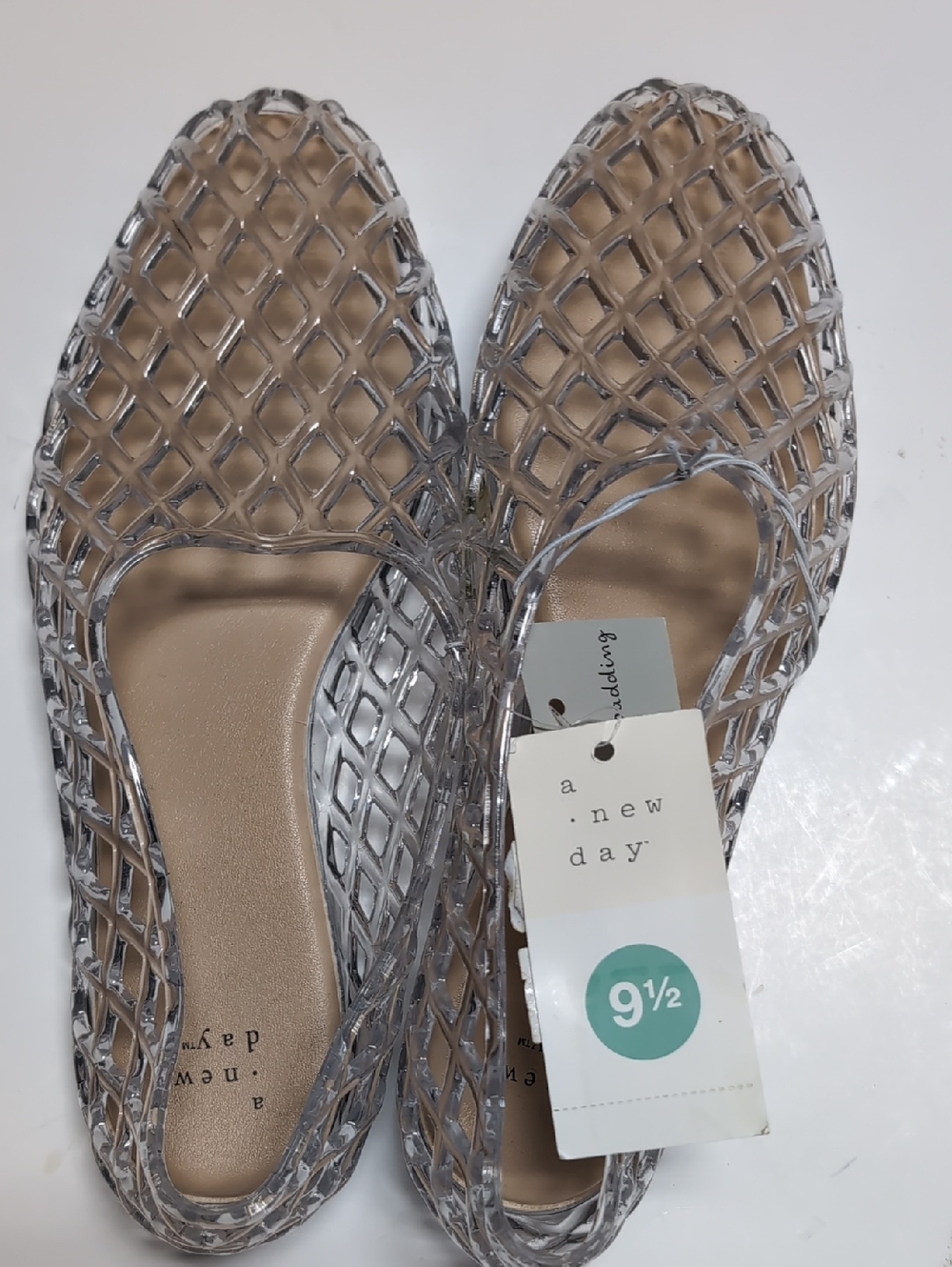 a new day Clear Silver Lattice Jelly Flats